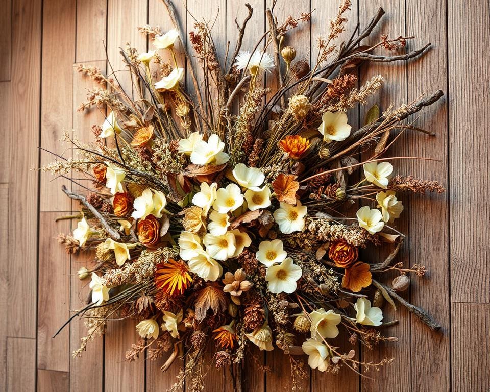Wanddekoration aus Naturmaterialien